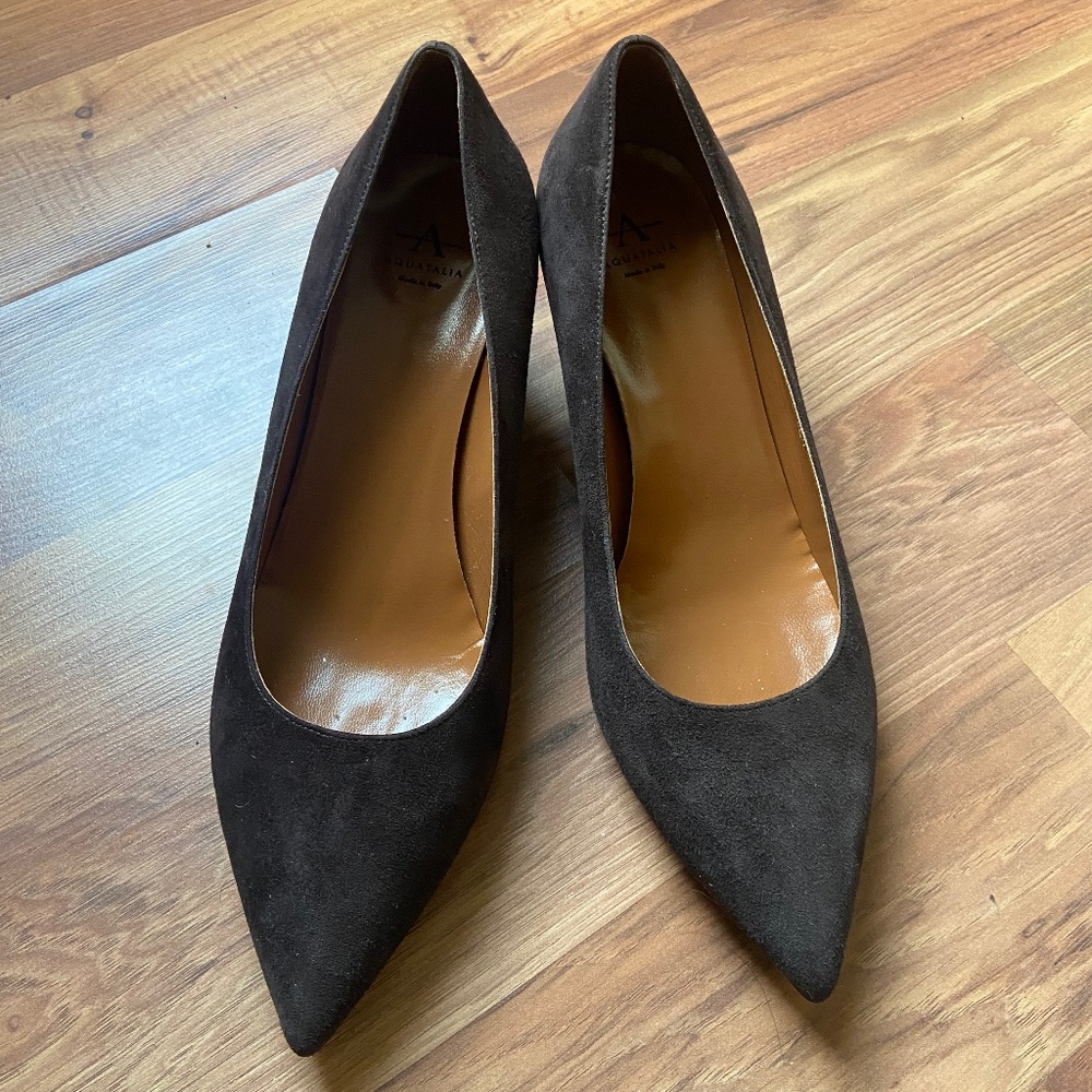 Aquatalia Brown Suede Kitten Heels size 10